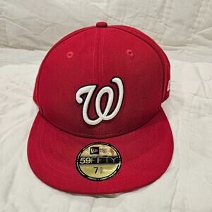New Era Washington Nationals Red White 59FIFTY Fitted Hat 7 5/8